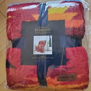 🔥🔥 Pendleton Sherpa Fleece Throw Short Sands Red Reversible 50”x70” New